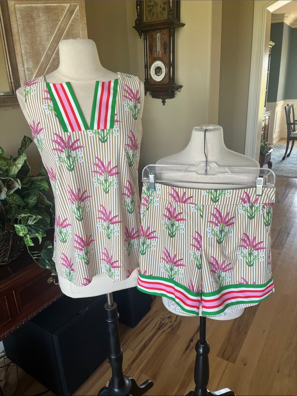 Jude Connally Garden Stripe Sand Matching Top Shorts Set New